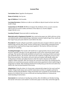 Lesson Plan: Sort by Size for 54-60 Months
