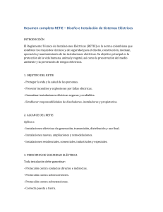 Resumen completo RETIE - Dise&ntilde;o e Instalaci&oacute;n de Sistemas El&eacute;ctricos