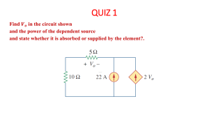 Quiz 1: Find V_o and Dependent Source Power in Circuit
