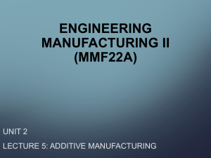 Additive Manufacturing Lecture Notes - Engineering Manufacturing II