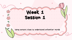 Week 1 Session 1: Using Context Clues