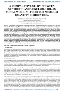 Comparative Study: Synthetic vs Vegetable Oil in MQL Machining