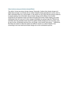 Personal Reflection on NASA Climate Change Article