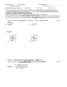 MCR 3UI Unit 4 Summative: Exponential Functions Exam