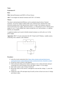Internal Resistance and EMF of a Power Source