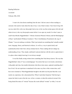 Reading Reflection on Race and Gender Theories