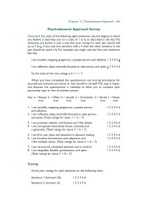 Psychodynamic Approach Survey: Personality Assessment Tool