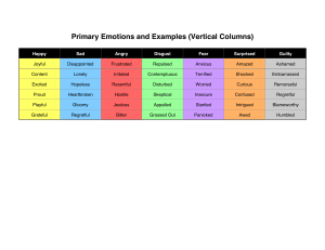 Primary Emotions and Examples Chart