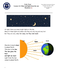 Heat and Light from the Sun - Grade 1 Handout