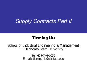 Supply Contracts Part II Lecture Notes