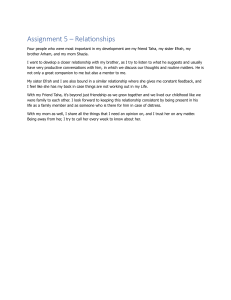 Assignment 5: Relationships &ndash; Personal Reflection