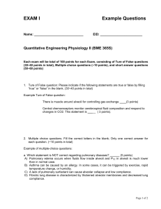 BME 365S Exam I Example Questions