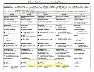 High School Physical Science Lesson Plan Template