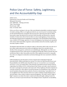 Police Use of Force: Safety, Legitimacy, and Accountability