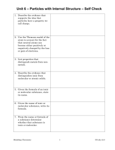 Unit 6 Self Check: Particles with Internal Structure