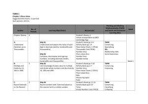 6th Grade Math Curriculum: Term 1 Place Value