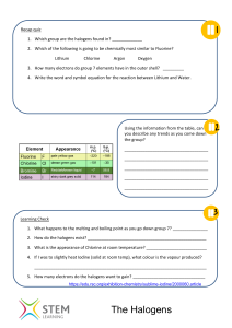 Halogens Chemistry Worksheet