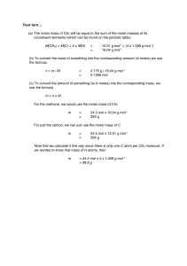 Chemistry Molar Mass Calculations: Methane CH4 Examples