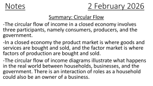 Circular Flow of Income Summary Notes