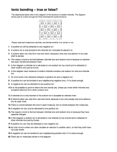 Ionic Bonding True or False Quiz
