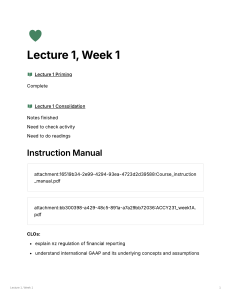 Lecture 1 Week 1 Financial Reporting GAAP IFRS
