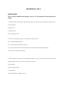 Business Law I Exam Questions