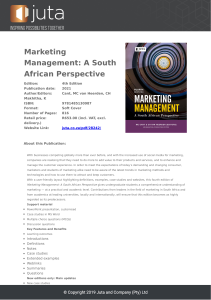 Marketing Management: A South African Perspective 4th Ed