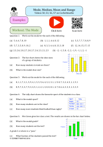 Mode Median Mean Range Worksheet Corbettmaths