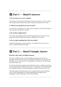 IELTS Speaking Test Sample Answers - Band 8