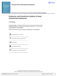 Predictive and Postdictive Validity of Need Achievement Measures