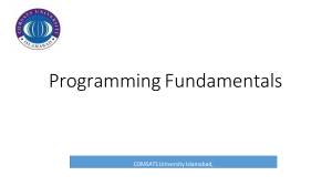 Programming Fundamentals Course Notes - COMSATS University