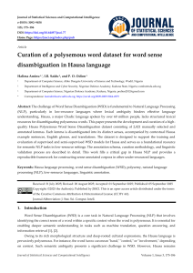Hausa Polysemous Word Dataset for WSD