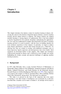 Chapter 1: Introduction to Machine Learning in Finance