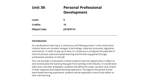 Unit 39: Personal Professional Development