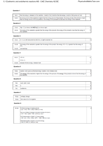 Exothermic and Endothermic Reactions Mark Scheme - CAIE IGCSE Chemistry