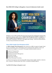 Best MBA SCM Colleges in Bangalore 2026: Guide