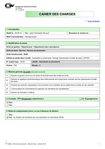Cahier des Charges : Assistante en Pharmacie (GPUS)