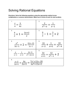 Solving Rational Equations Worksheet