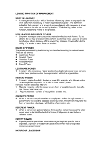 Leading Function of Management: Leadership & Power Bases
