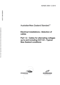 AS/NZS 3008.1.2:2010 Electrical Cable Selection Standard