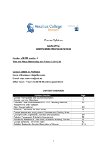 ECN 211G Intermediate Microeconomics Course Syllabus