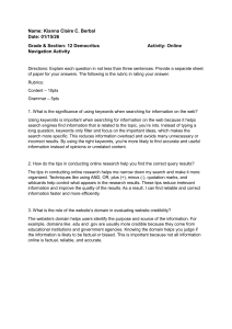 12th Grade Navigation Activity: Web Research Skills