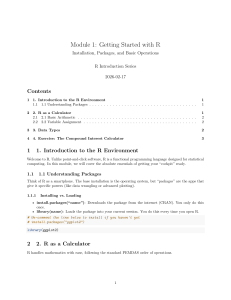 Module 1: Getting Started with R - Basics & Exercises