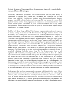 Domestic Policies in Authoritarian States: Khmer Rouge vs Nazi Germany