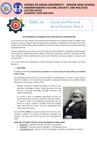 Social and Political Stratification Part II Lecture Notes