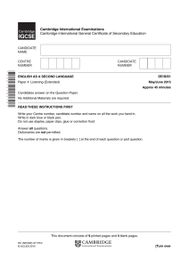 Cambridge IGCSE ESL Listening Paper 4 (Extended) May/June 2015