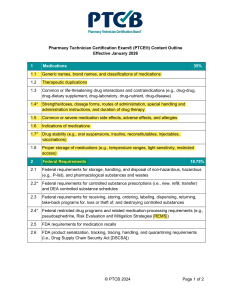 PTCE 2026 Content Outline: Pharmacy Technician Exam Topics