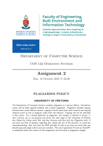 COS 122 Operating Systems Assignment 2