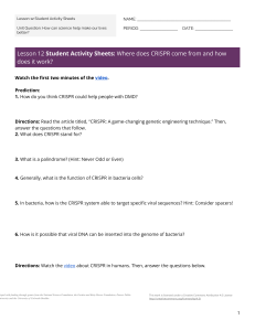 Lesson 12 CRISPR Student Activity Sheet