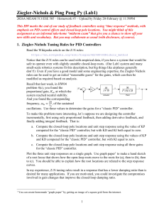 Ziegler-Nichols PID Tuning & Ping Pong Lab Homework